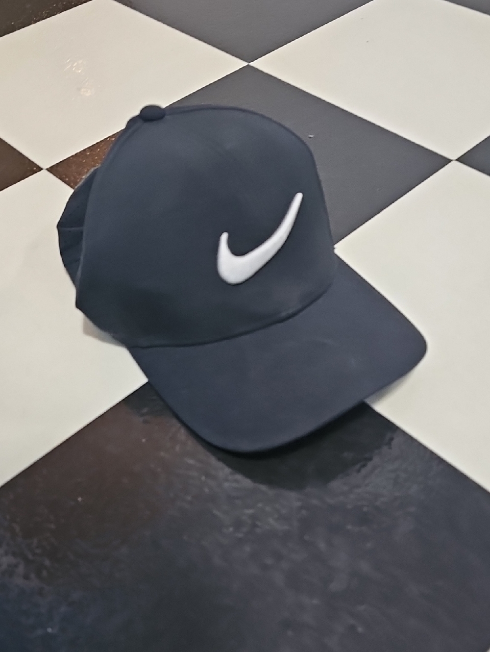 Nike Black Cap with White Swoosh Men's Dri-Fit Classic Athletic